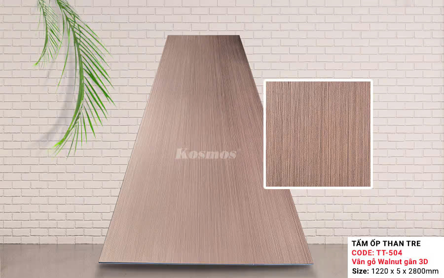 Tấm Ốp Than Tre Kosmos Vân Gỗ Walnut TT-504