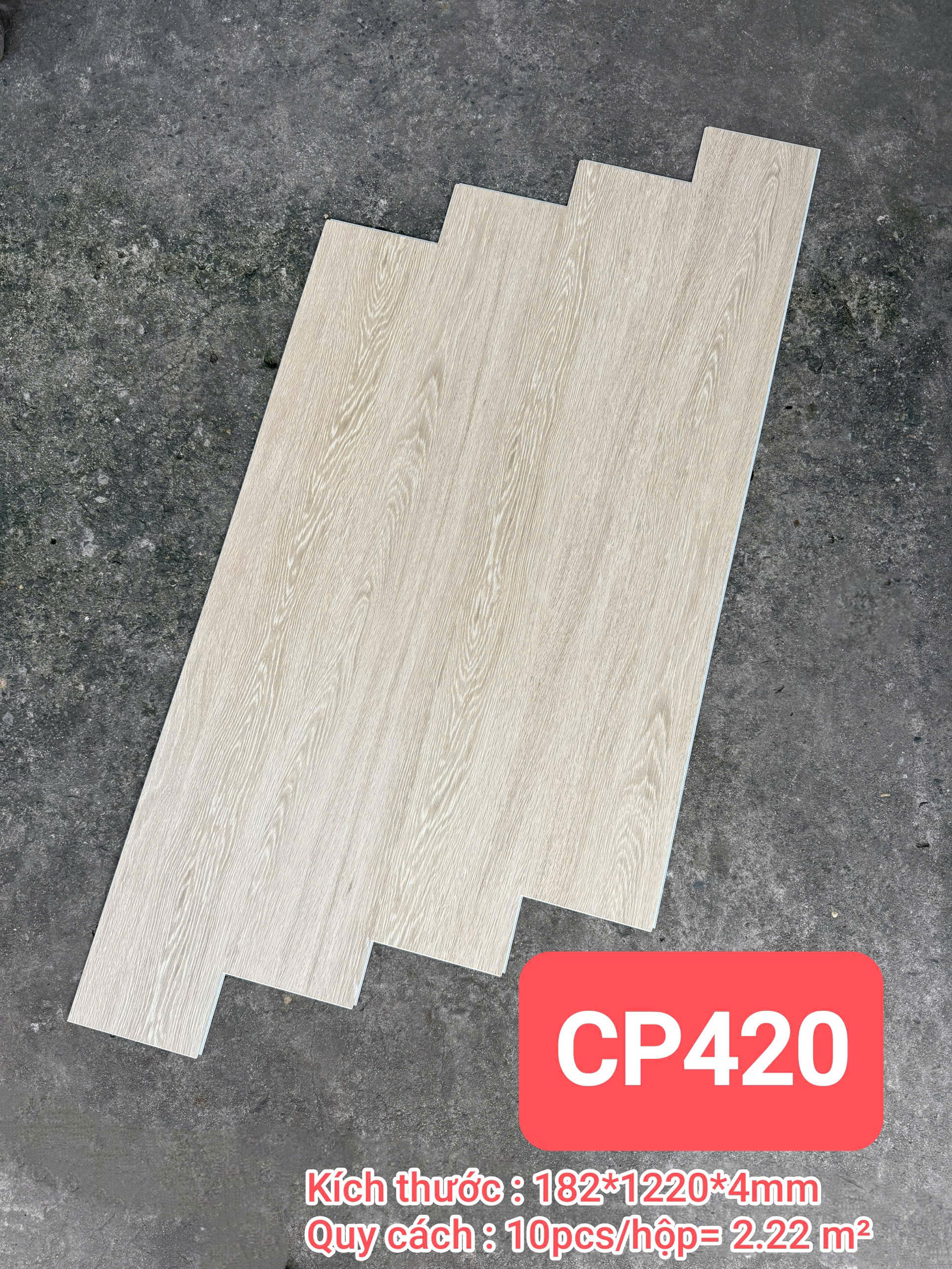 Sàn Nhựa Hèm Khóa Giả Gỗ SPC 4MM CP-420