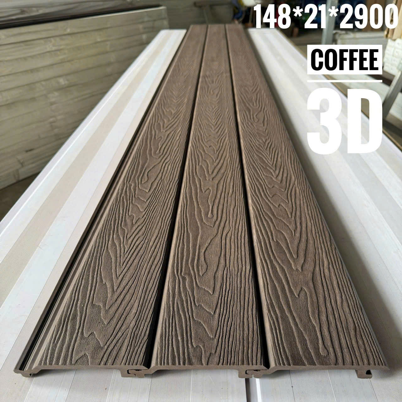 Tấm Ốp Gỗ Nhựa Ngoài Trời 3D HK-06 Coffee