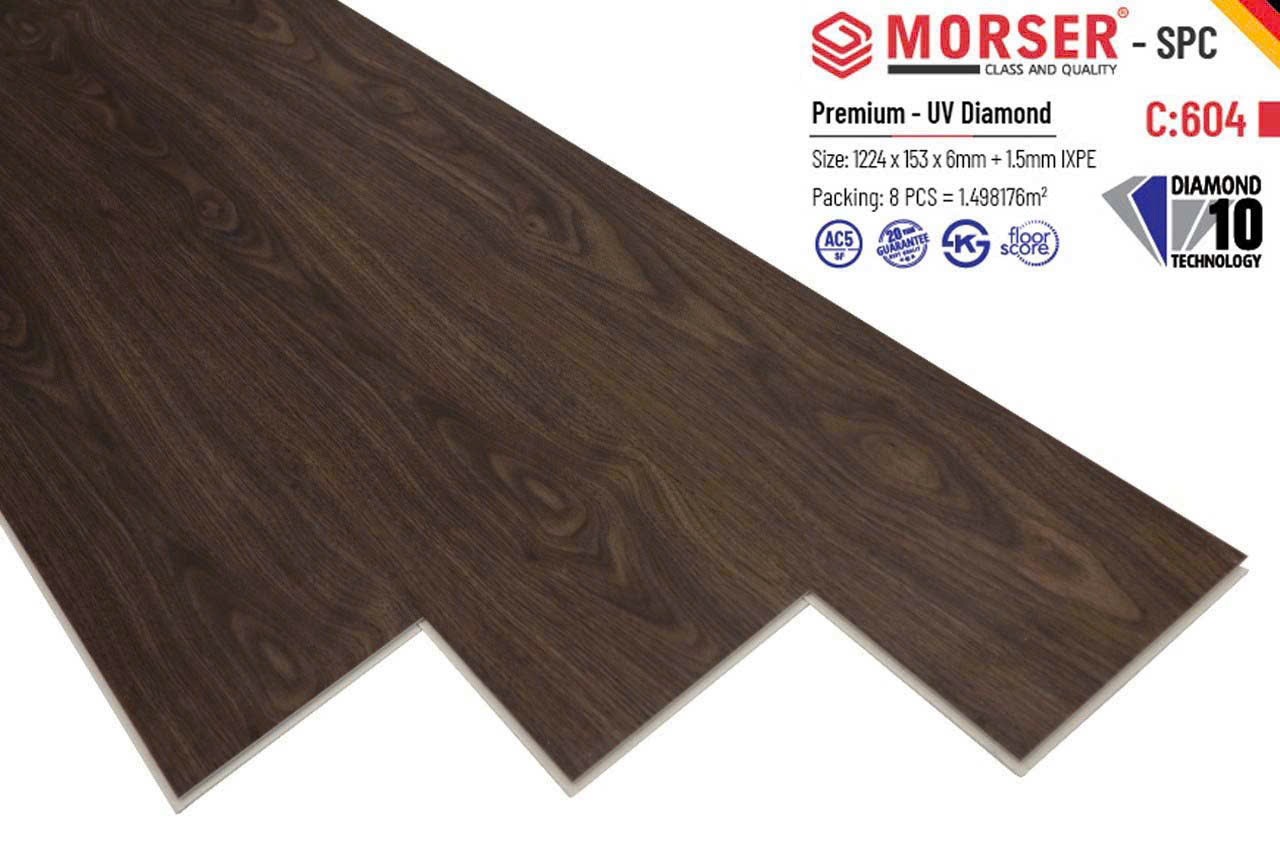 Sàn Nhựa Hèm Khóa Giả Gỗ 6MM MORSER-604