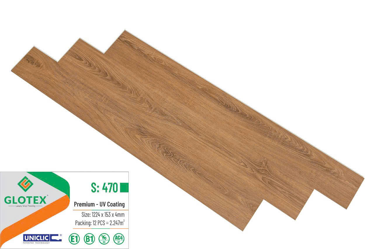 Sàn Nhựa Hèm Khóa Giả Gỗ 4MM Glotex-470