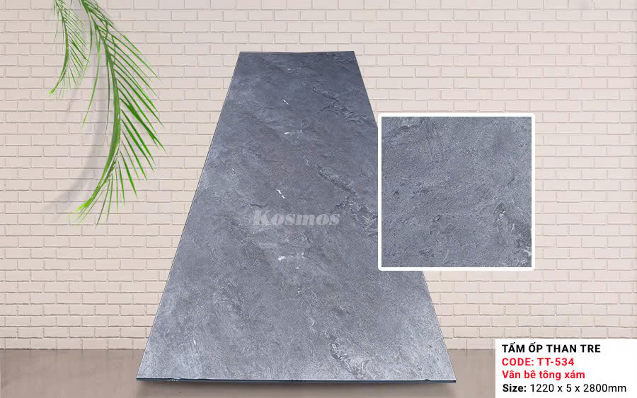 Tấm Ốp Than Tre Kosmos Vân Bê Tông Xám Xi Măng TT-534