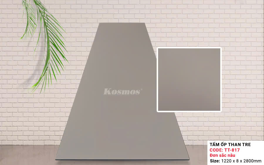 Tấm Ốp Than Tre Kosmos Vân Đơn Sắc Nâu TT-817
