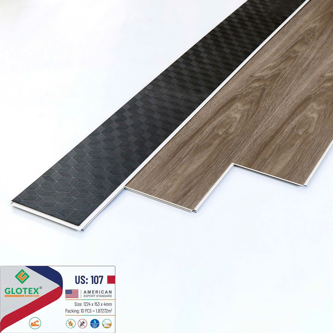 Sàn Nhựa Hèm Khóa 4MM+1MM đế Glotex-107