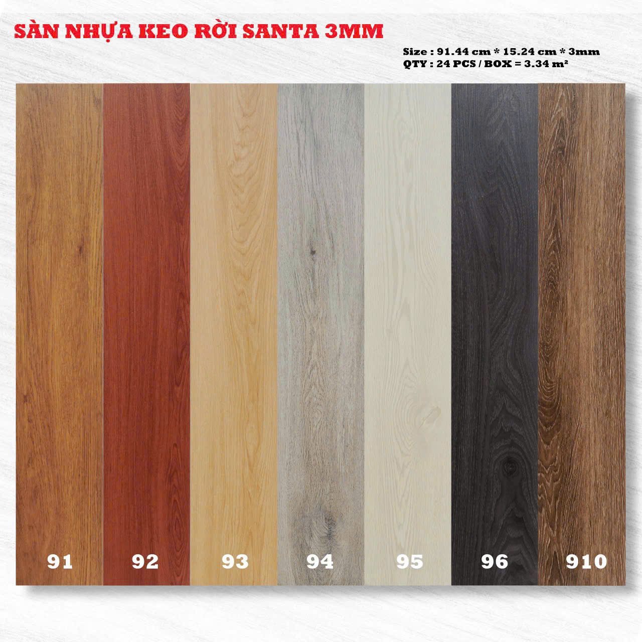 Sàn Nhựa Giả Gỗ Keo Rời 3MM SANTA-93