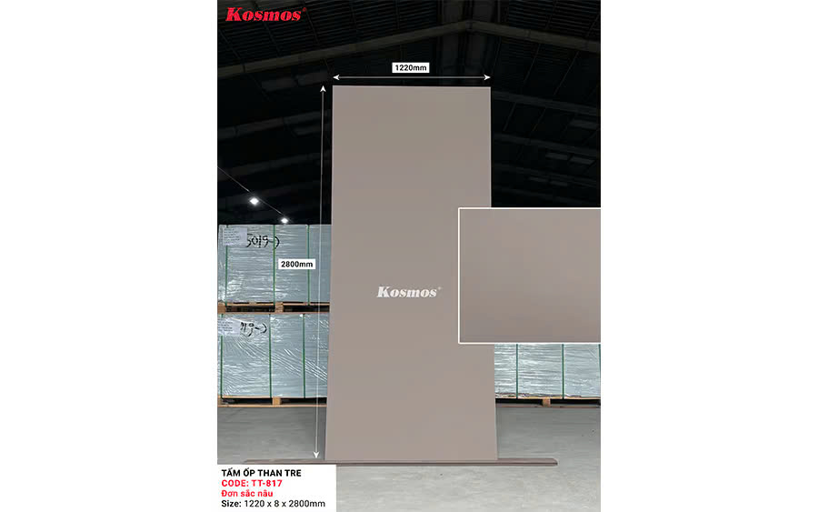 Tấm Ốp Than Tre Kosmos Vân Đơn Sắc Nâu TT-817