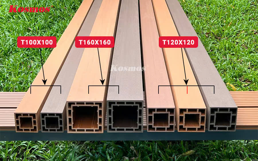 Thanh Lam Trụ Gỗ Nhựa Kosmos 120*120mm Brown