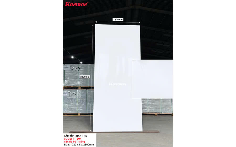 Tấm Ốp Than Tre Kosmos Vân Đá Trắng TT-804 PET
