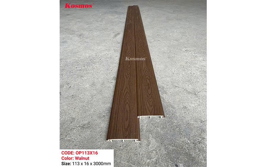 Tấm Ốp Gỗ Nhựa Phủ ASA KM 113X16-Walnut