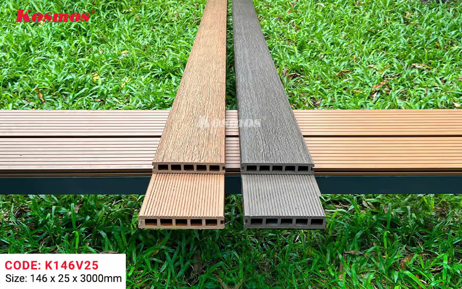 Sàn Gỗ Nhựa Lỗ Vuông Vân Sọc Kosmos Dark Grey