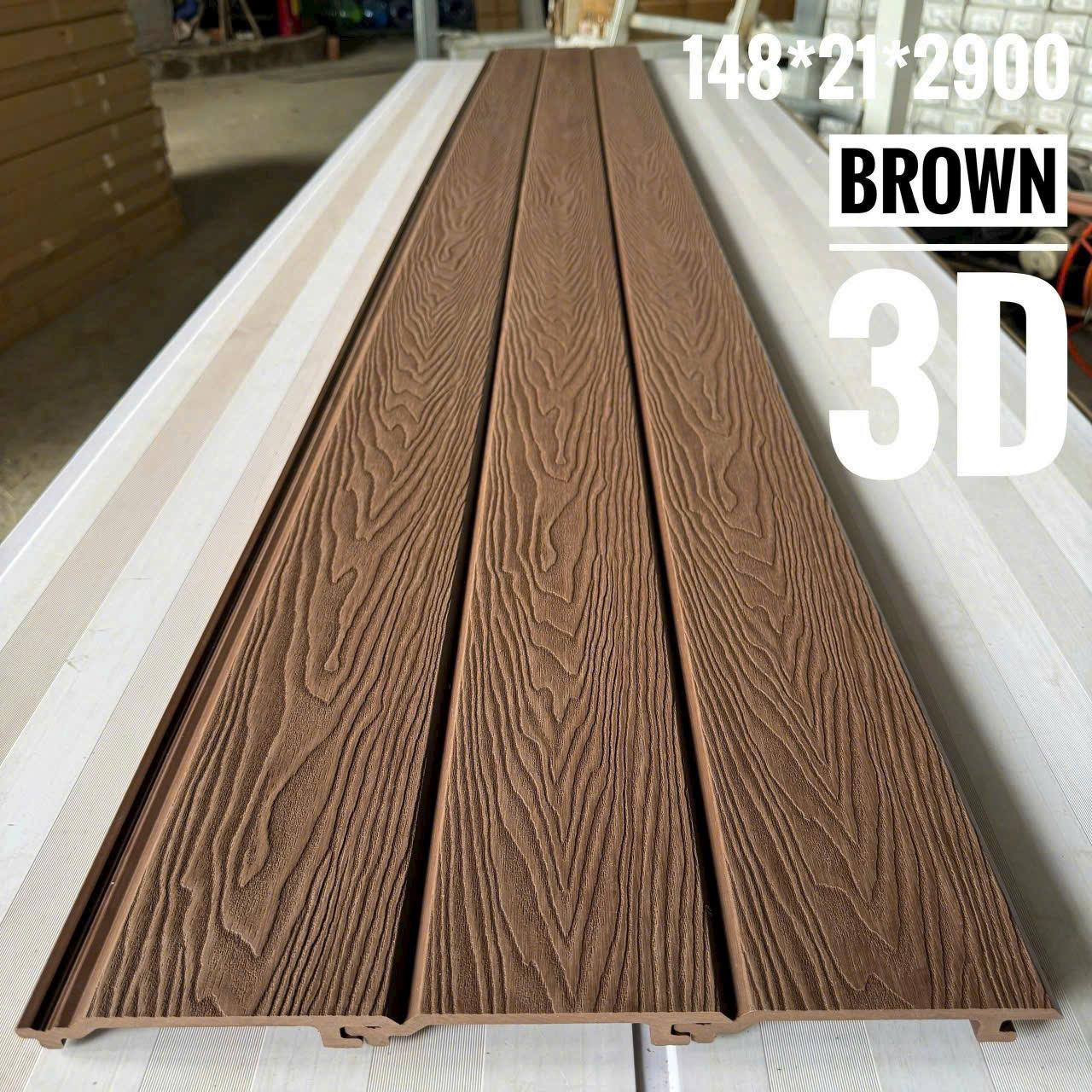 Tấm Ốp Gỗ Nhựa Ngoài Trời 3D HK-05 Brown